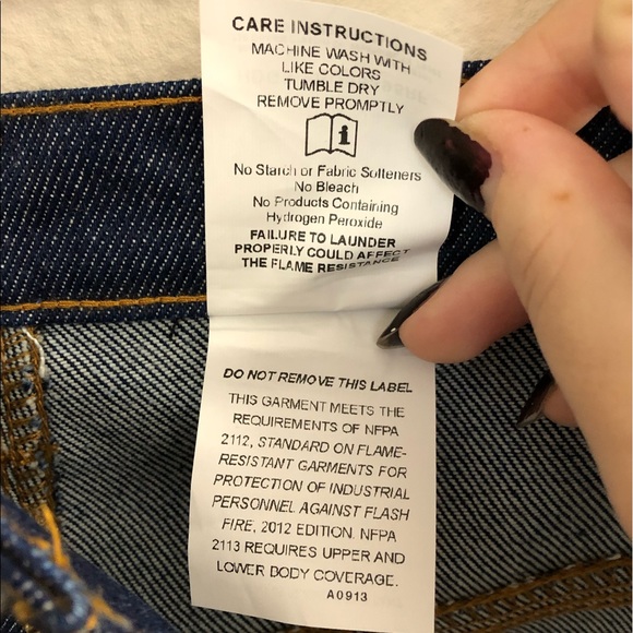 NWT Crude Fr Mens Work Jeans Size 38 X 34 Fire Resistant Blue Denim Pants - Picture 7 of 8